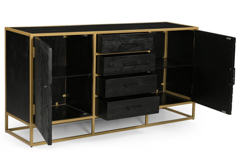 Mango Wood Sideboard Naples 165 cm Gold Mahom