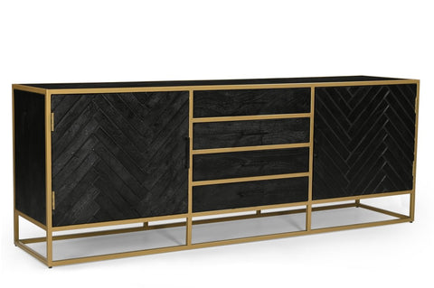 Mango Wood Sideboard Naples 210 cm Gold Mahom