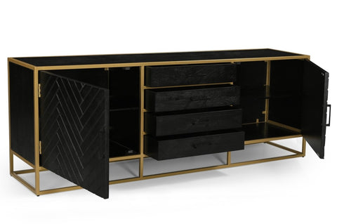 Mango Wood Sideboard Naples 210 cm Gold Mahom