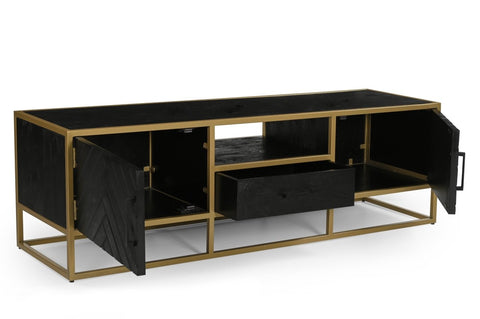 Mangohouten TV Meubel Napels 165 cm Goud Mahom