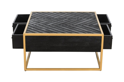 Mango Wood Coffee Table Naples Square Gold Mahom