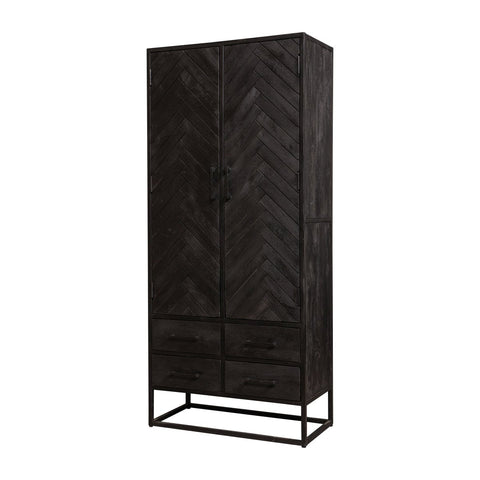 Mango Wood Cabinet Toronto Black 80 cm Mahom