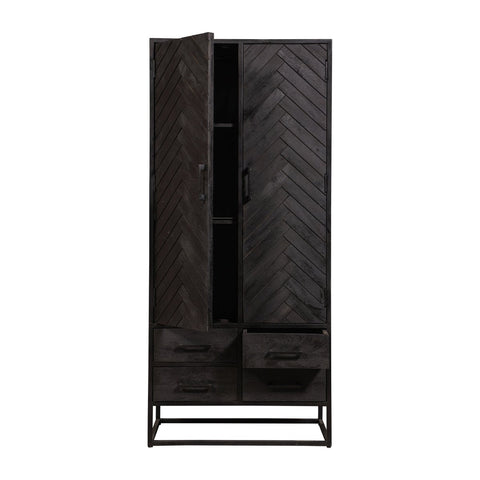 Mango Wood Cabinet Toronto Black 80 cm Mahom