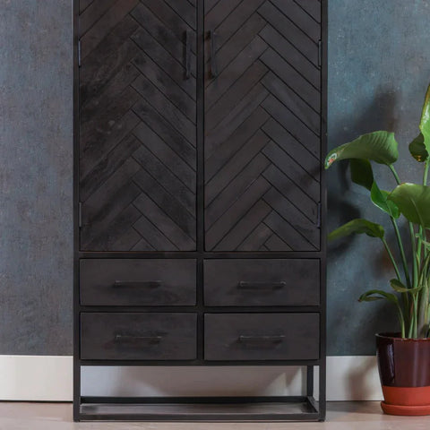 Mangohouten Kast Toronto Black 80 cm Mahom