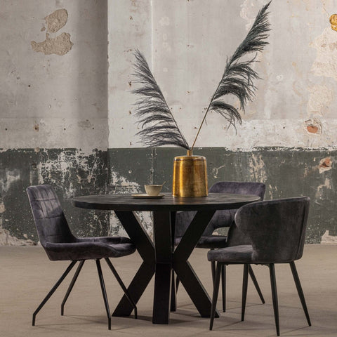 Mangohouten Eettafel Madison Black Rond Ø 130 Mahom