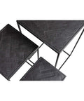 Mangohouten Bijzettafel Dayton Black (set van 3) Mahom