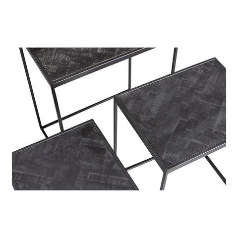 Mangohouten Bijzettafel Dayton Black (set van 3) Mahom