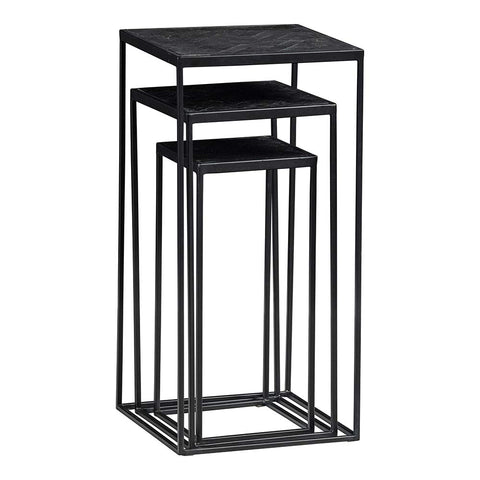 Mangohouten Bijzettafel Dayton Black (set van 3) Mahom