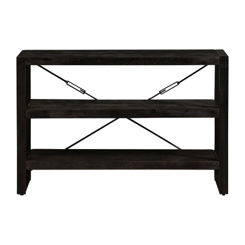 Mango Wood Bookcase Minneapolis Black 120 cm Low Mahom