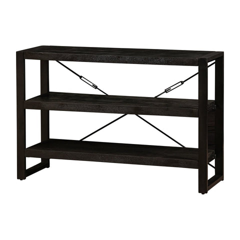 Mango Wood Bookcase Minneapolis Black 120 cm Low Mahom