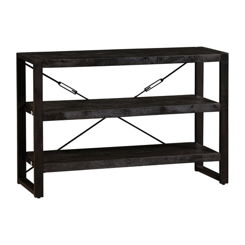 Mango Wood Bookcase Minneapolis Black 120 cm Low Mahom