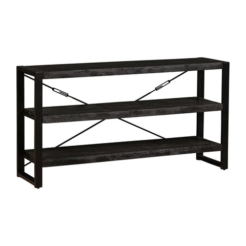 Mango Wood Bookcase Minneapolis Black 150 cm Low Mahom