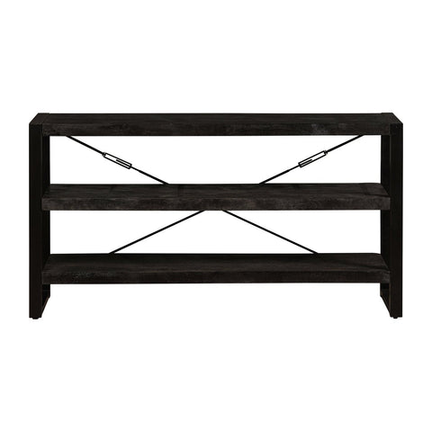 Mango Wood Bookcase Minneapolis Black 150 cm Low Mahom