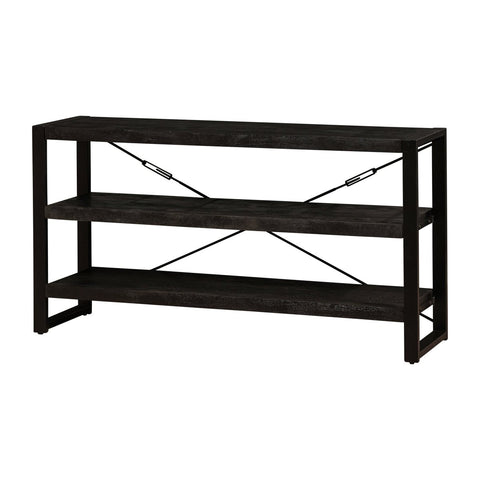 Mango Wood Bookcase Minneapolis Black 150 cm Low Mahom