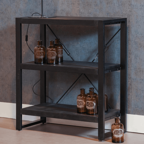 Mango Wood Bookcase Minneapolis Black 90 cm Mahom