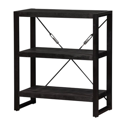 Mango Wood Bookcase Minneapolis Black 90 cm Mahom