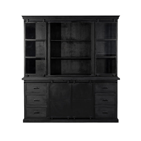 Mangohouten Buffetkast Denver Black 200×220 cm Recht Mahom