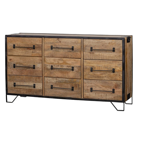 Mangohouten Dressoir Baltimore 160 cm 9 laden Mahom