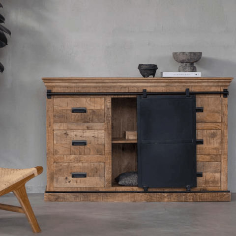 Mango wood sideboard Newark 160 cm Double doors Mahom