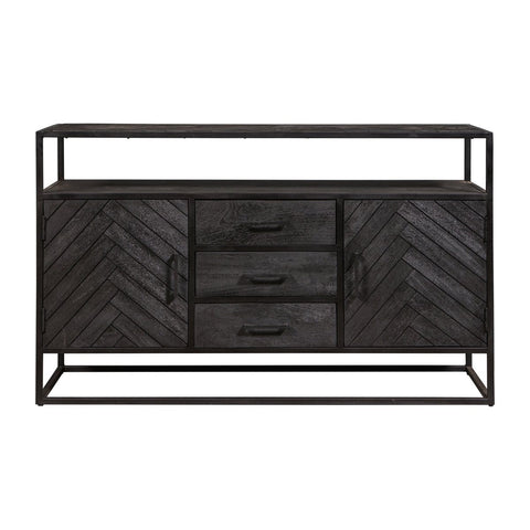 Mango Wood Sideboard Toronto Black 145x90 cm Mahom