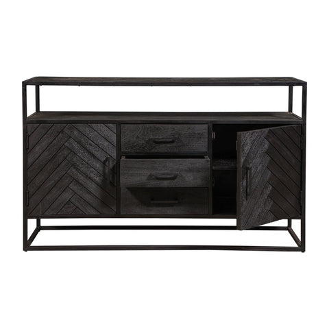 Mango Wood Sideboard Toronto Black 145x90 cm Mahom