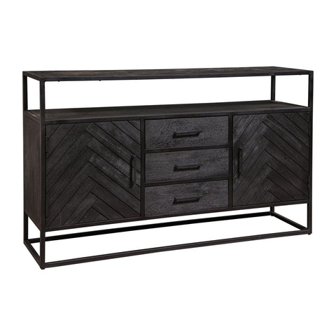 Mango Wood Sideboard Toronto Black 145x90 cm Mahom