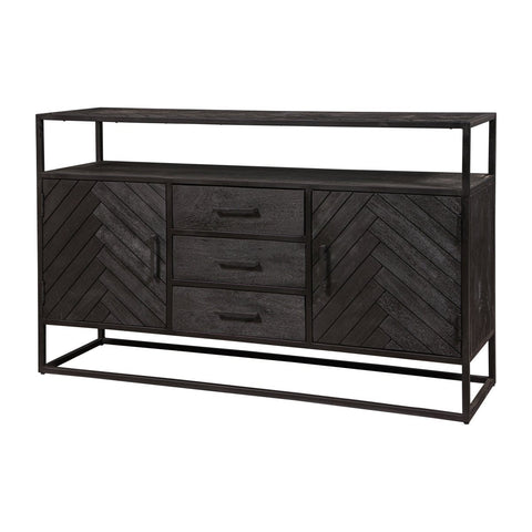 Mango Wood Sideboard Toronto Black 145x90 cm Mahom