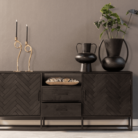 Mango Wood Sideboard Toronto Black 180 cm Mahom