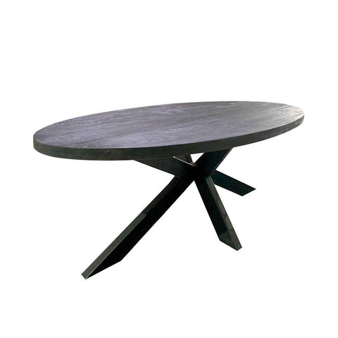 Mangohouten Eettafel Tulsa Black Ovaal 160×90 cm Mahom