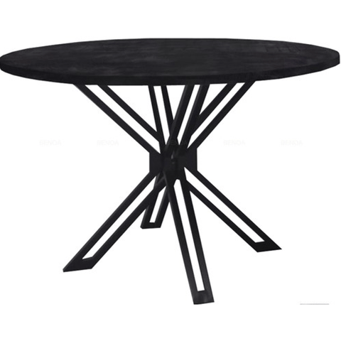 Mango Wood Dining Table Yana Black Round Ø 130 cm Mahom