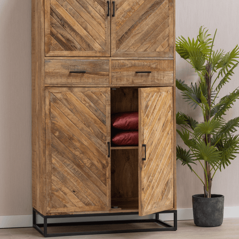 Mango wood Cabinet Reno 100 cm with 2 drawers and 4 doors Mahom