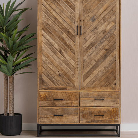 Mango wood Cabinet Reno 100 cm with 4 drawers and 2 doors Mahom