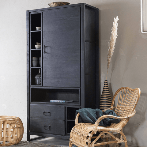 Mango wood cabinet Stockton Black 100 cm Mahom