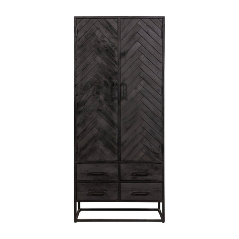 Mango Wood Cabinet Toronto Black 80 cm Mahom