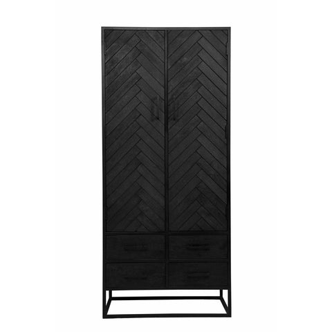 Mango Wood Cabinet Toronto Black 80 cm Mahom