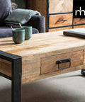Mangohouten Salontafel Atlanta 120 cm met 2 lades Mahom