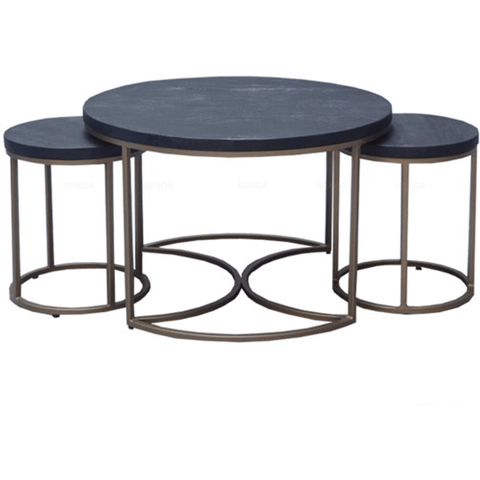 Mango Wood Coffee Tables Boise Black set of 3 Mahom