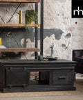 Mangohouten Salontafel Portland Black 120 cm 4 lades Mahom