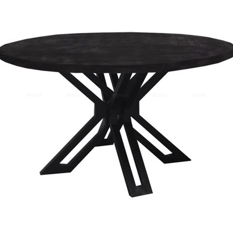 Mango Wood Coffee Table Yana Black Round 80 cm Mahom