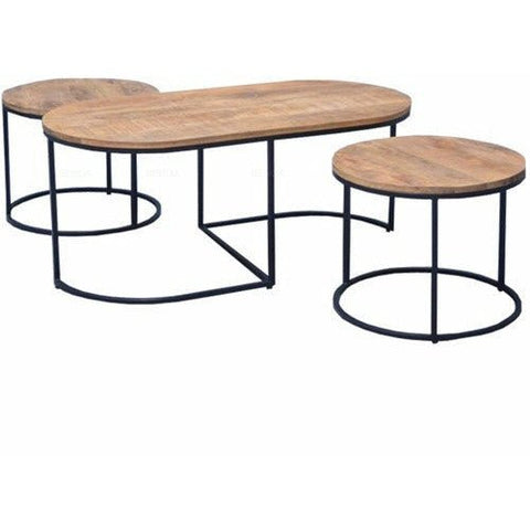 Mango wood coffee tables Augusta set of 3 Mahom