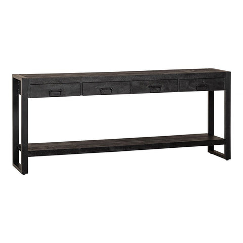 Mangohouten Sidetable Atlanta Black 4 lades 180 cm Mahom