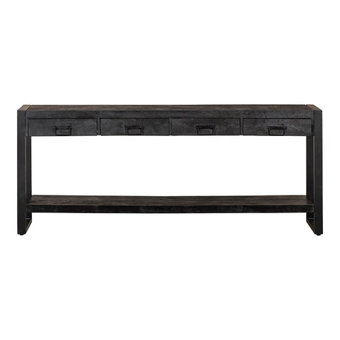 Mangohouten Sidetable Atlanta Black 4 lades 180 cm Mahom