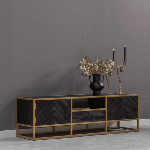 Mango Wood TV Furniture Naples 165 cm Gold Mahom