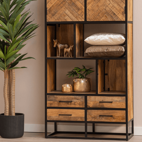 Mango Wood Compartment Cabinet Toronto 90 cm Mahom