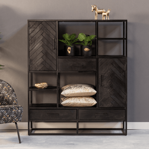 Mango Wood Cabinet Toronto Black 120 cm Mahom