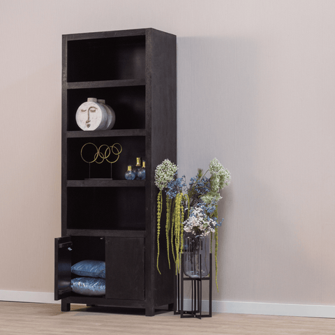 Mangohouten Wandkast Phoenix 80 cm (4 open vakken, 2 deuren) Mahom