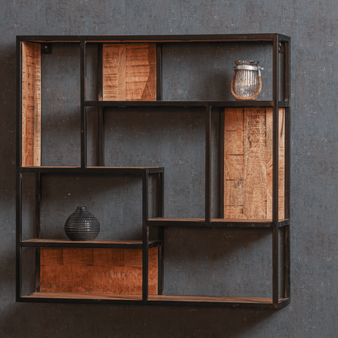 Mango Wood Wall Rack Square 100x100 cm Mahom