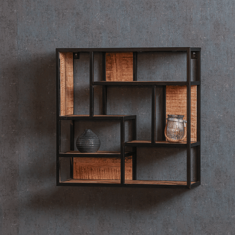 Mango Wood Wall Rack Square 60x60 cm Mahom