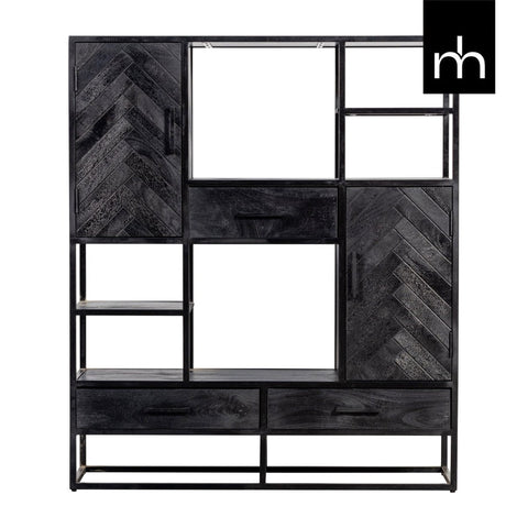 Mango Wood Cabinet Toronto Black 120 cm Mahom