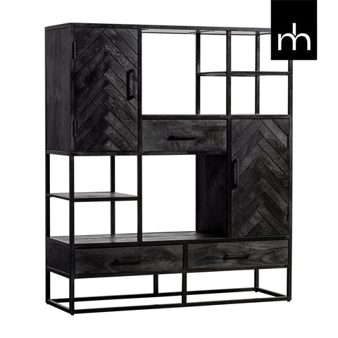 Mango Wood Cabinet Toronto Black 120 cm Mahom